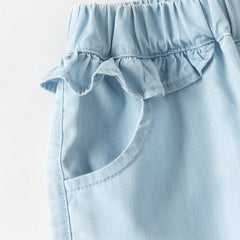 Dave&Bella Toddler Girls Summer Light Blue Bow Loose Comfortable Jogger Jeans
