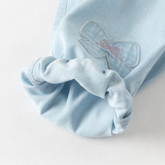 Dave&Bella Toddler Girls Summer Light Blue Bow Loose Comfortable Jogger Jeans