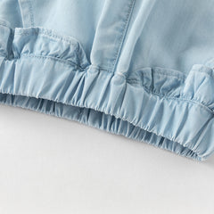 Dave&Bella Toddler Girls Summer Light Blue Bow Loose Comfortable Jogger Jeans