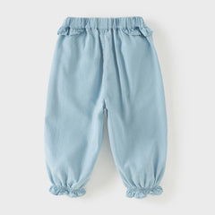 Dave&Bella Toddler Girls Summer Light Blue Bow Loose Comfortable Jogger Jeans