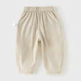 Dave&Bella Toddler Girls Summer Purple/Khaki Versatile Adjustable-waist Fashion Pants