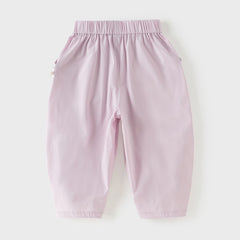 Dave&Bella Toddler Girls Summer Purple/Khaki Versatile Adjustable-waist Fashion Pants