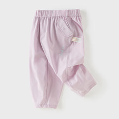 Dave&Bella Toddler Girls Summer Purple/Khaki Versatile Adjustable-waist Fashion Pants
