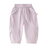 Dave&Bella Toddler Girls Summer Purple/Khaki Versatile Adjustable-waist Fashion Pants