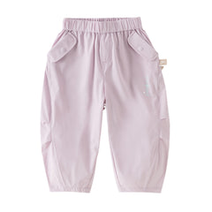 Dave&Bella Toddler Girls Summer Purple/Khaki Versatile Adjustable-waist Fashion Pants