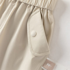 Dave&Bella Toddler Girls Summer Purple/Khaki Versatile Adjustable-waist Fashion Pants