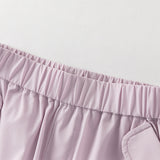 Dave&Bella Toddler Girls Summer Purple/Khaki Versatile Adjustable-waist Fashion Pants