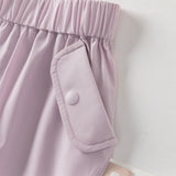 Dave&Bella Toddler Girls Summer Purple/Khaki Versatile Adjustable-waist Fashion Pants