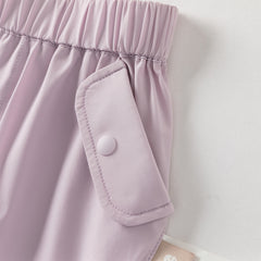 Dave&Bella Toddler Girls Summer Purple/Khaki Versatile Adjustable-waist Fashion Pants