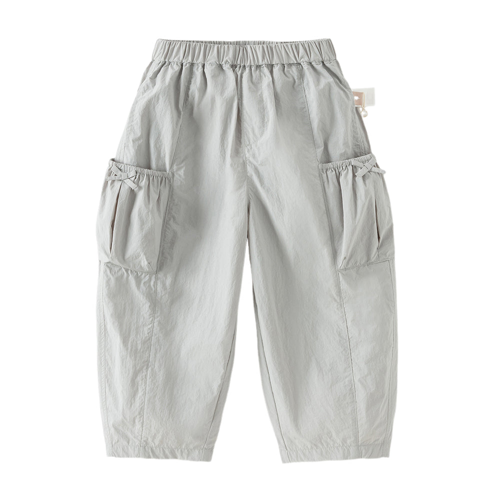 Dave&Bella Kids Girls Summer Comfortable Pink/Light Grey Wide Straight-leg Pants