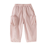 Dave&Bella Kids Girls Summer Comfortable Pink/Light Grey Wide Straight-leg Pants