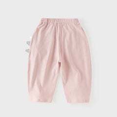 Dave&Bella Summer Toddler Girls/Boys Blue/Pink Cute Animal-style Lightweight Casual Pants