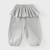 Dave&Bella Summer Toddler Girls Grey Fake-two-piece Design Fashion Pants