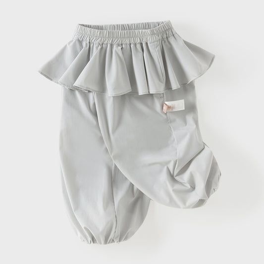 Dave&Bella Summer Toddler Girls Grey Fake-two-piece Design Fashion Pants
