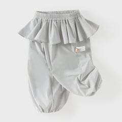Dave&Bella Summer Toddler Girls Grey Fake-two-piece Design Fashion Pants