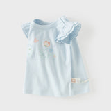 Dave&Bella Summer Toddler Girls Flutter Sleeve Breathable Cotton Comfortable T-shirts