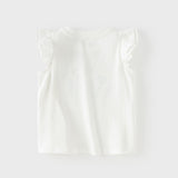 Dave&Bella Summer Toddler Girls Flutter Sleeve Breathable Cotton Comfortable T-shirts