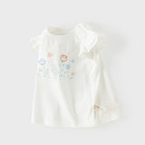Dave&Bella Summer Toddler Girls Flutter Sleeve Breathable Cotton Comfortable T-shirts