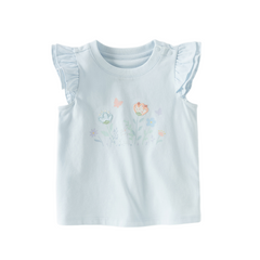 Dave&Bella Summer Toddler Girls Flutter Sleeve Breathable Cotton Comfortable T-shirts