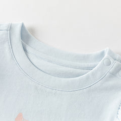 Dave&Bella Summer Toddler Girls Flutter Sleeve Breathable Cotton Comfortable T-shirts