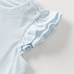 Dave&Bella Summer Toddler Girls Flutter Sleeve Breathable Cotton Comfortable T-shirts