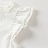 Dave&Bella Summer Toddler Girls Flutter Sleeve Breathable Cotton Comfortable T-shirts