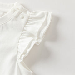 Dave&Bella Summer Toddler Girls Flutter Sleeve Breathable Cotton Comfortable T-shirts