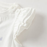 Dave&Bella Summer Toddler Girls Flutter Sleeve Breathable Cotton Comfortable T-shirts