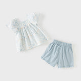 Dave&Bella Summer Toddler Girls Butterfly Print Casual Comfortable Design Top Shorts Sets