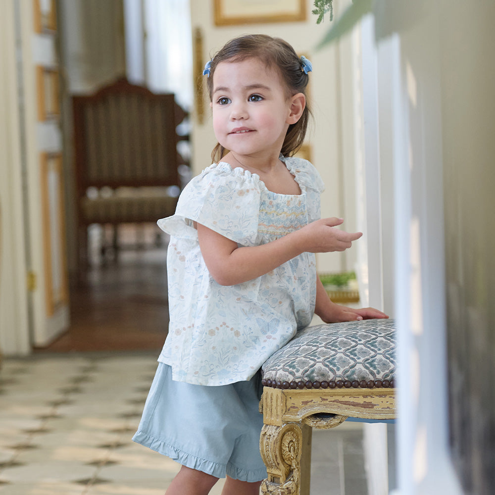 Dave&Bella Summer Toddler Girls Butterfly Print Casual Comfortable Design Top Shorts Sets