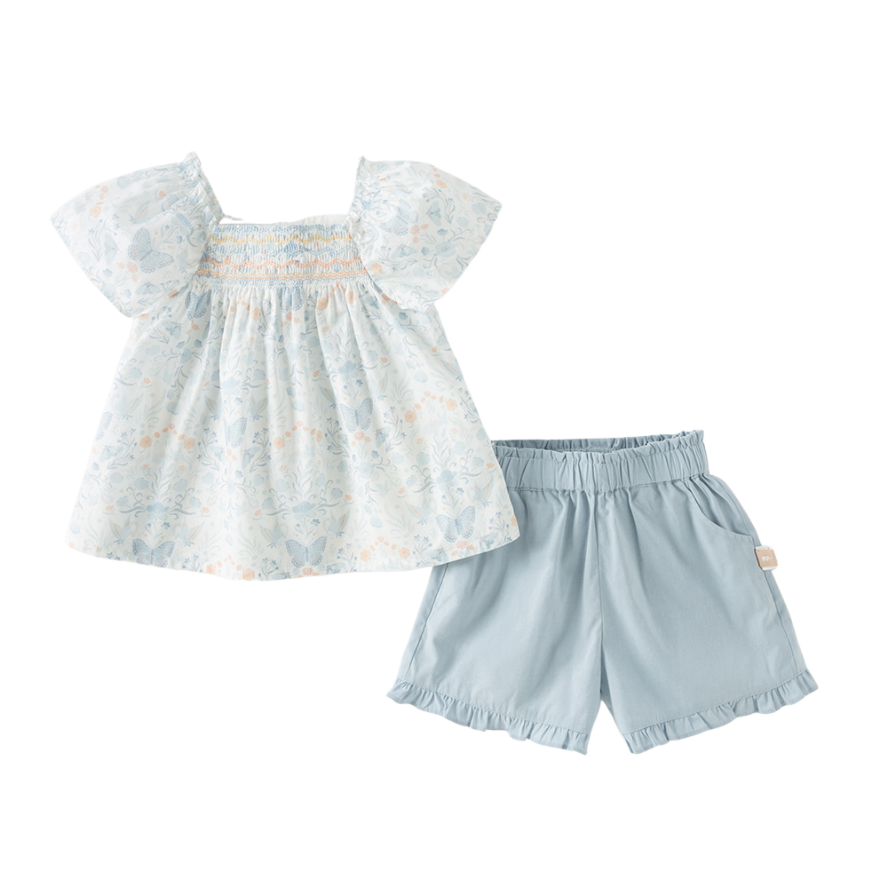 Dave&Bella Summer Toddler Girls Butterfly Print Casual Comfortable Design Top Shorts Sets