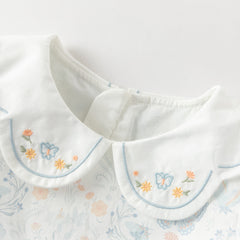 Dave&Bella Summer Toddler Girls Breathable Cotton Floral Print White A-line Party Dress