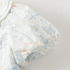 Dave&Bella Summer Toddler Girls Breathable Cotton Floral Print White A-line Party Dress