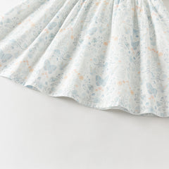 Dave&Bella Summer Toddler Girls Breathable Cotton Floral Print White A-line Party Dress