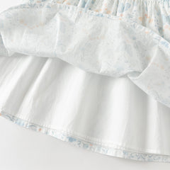 Dave&Bella Summer Toddler Girls Breathable Cotton Floral Print White A-line Party Dress