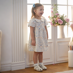 Dave&Bella Summer Toddler Girls Breathable Cotton Floral Print White A-line Party Dress