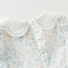 Dave&Bella Summer Toddler Girls Breathable Cotton Floral Print White A-line Party Dress