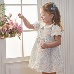 Dave&Bella Summer Toddler Girls Breathable Cotton Floral Print White A-line Party Dress