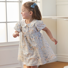 Dave&Bella Summer Toddler Girls Breathable Cotton Floral Print White A-line Party Dress