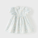 Dave&Bella Summer Toddler Girls Breathable Cotton Floral Print White A-line Party Dress