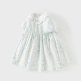 Dave&Bella Summer Toddler Girls Breathable Cotton Floral Print White A-line Party Dress