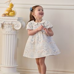Dave&Bella Summer Toddler Girls Breathable Cotton Floral Print White A-line Party Dress