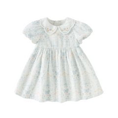 Dave&Bella Summer Toddler Girls Breathable Cotton Floral Print White A-line Party Dress