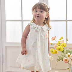 Dave&Bella Toddler Girls Summer Adorable Floral Print Soft Cotton A-line Bubble Dress