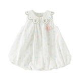 Dave&Bella Toddler Girls Summer Adorable Floral Print Soft Cotton A-line Bubble Dress
