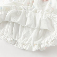 Dave&Bella Toddler Girls Summer Adorable Floral Print Soft Cotton A-line Bubble Dress