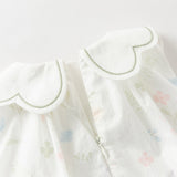 Dave&Bella Toddler Girls Summer Adorable Floral Print Soft Cotton A-line Bubble Dress