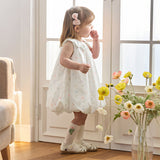 Dave&Bella Toddler Girls Summer Adorable Floral Print Soft Cotton A-line Bubble Dress