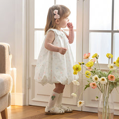 Dave&Bella Toddler Girls Summer Adorable Floral Print Soft Cotton A-line Bubble Dress