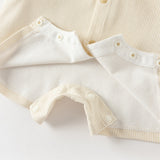 Dave&Bella Toddler Boys Summer Khaki Breathable Fake-two-piece Short Sleeve Rompers